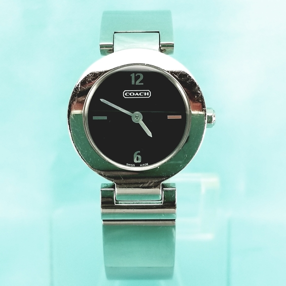 COACH 0185 STAINLESS STEEL SWISS QUARTZ BLACK DIAL - Picture 1 of 12